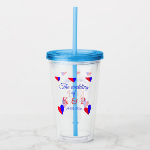 De bruiloft van voeg koppelnaam initiaal briefdatu acryl drinkbeker