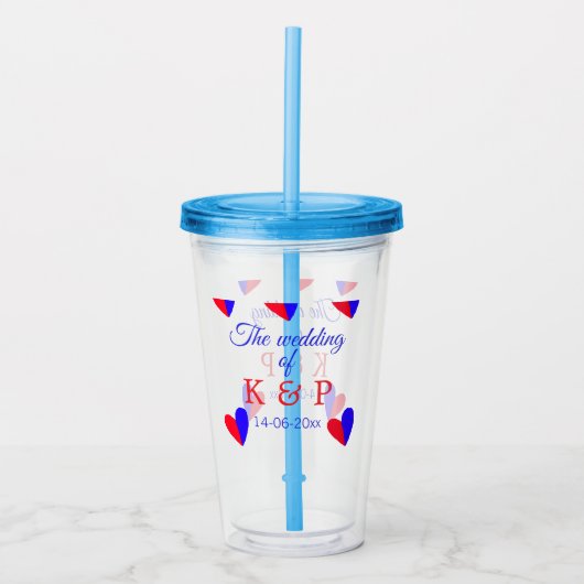 De bruiloft van voeg koppelnaam initiaal briefdatu acryl drinkbeker (Voorkant)