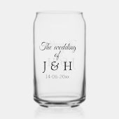 De bruiloft van voeg koppelnaam initiaal briefdatu blikvorm glas (Voorkant)