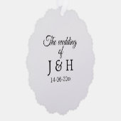 De bruiloft van voeg koppelnaam initiaal briefdatu ornament kaart (Rechts)