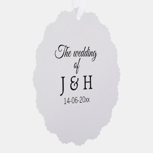De bruiloft van voeg koppelnaam initiaal briefdatu ornament kaart (Rechts)