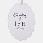 De bruiloft van voeg koppelnaam initiaal briefdatu ornament kaart (Links)