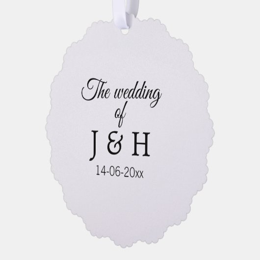 De bruiloft van voeg koppelnaam initiaal briefdatu ornament kaart (Links)