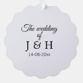 De bruiloft van voeg koppelnaam initiaal briefdatu ornament kaart (Achterkant)