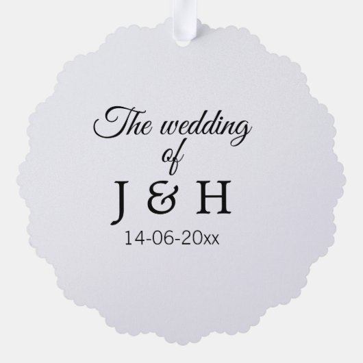 De bruiloft van voeg koppelnaam initiaal briefdatu ornament kaart (Achterkant)