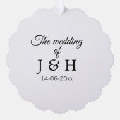 De bruiloft van voeg koppelnaam initiaal briefdatu ornament kaart (Voorkant)