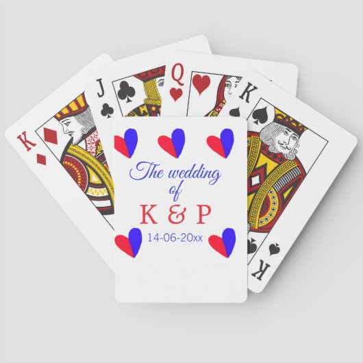 De bruiloft van voeg koppelnaam initiaal briefdatu pokerkaarten (Achterkant)