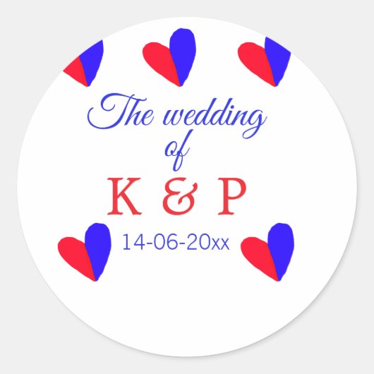 De bruiloft van voeg koppelnaam initiaal briefdatu ronde sticker (Voorkant)