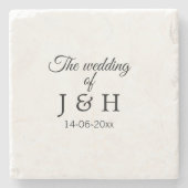 De bruiloft van voeg koppelnaam initiaal briefdatu stenen onderzetter (Voorkant)