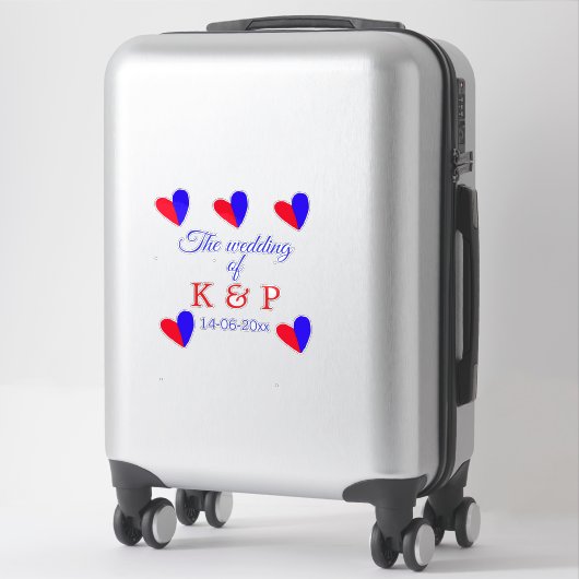 De bruiloft van voeg koppelnaam initiaal briefdatu sticker (Koffer)