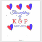 De bruiloft van voeg koppelnaam initiaal briefdatu sticker (Vel)