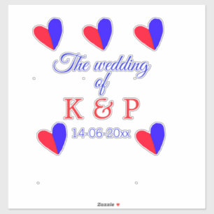 De bruiloft van voeg koppelnaam initiaal briefdatu sticker