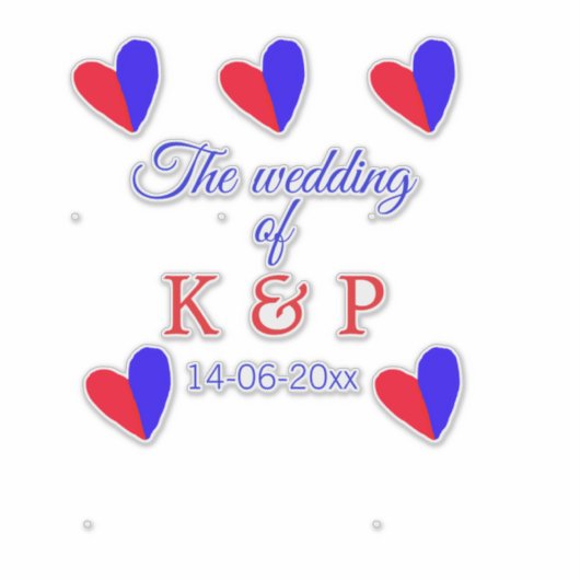 De bruiloft van voeg koppelnaam initiaal briefdatu sticker (Voorkant)