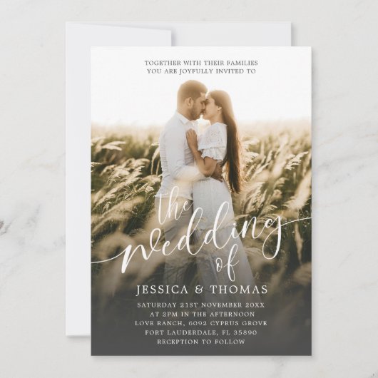 De bruiloft van zwart-wit foto bruiloft kaart (Voorkant)