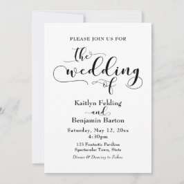 "De bruiloft van" zwarte typografie, eenvoudig, el Kaart
