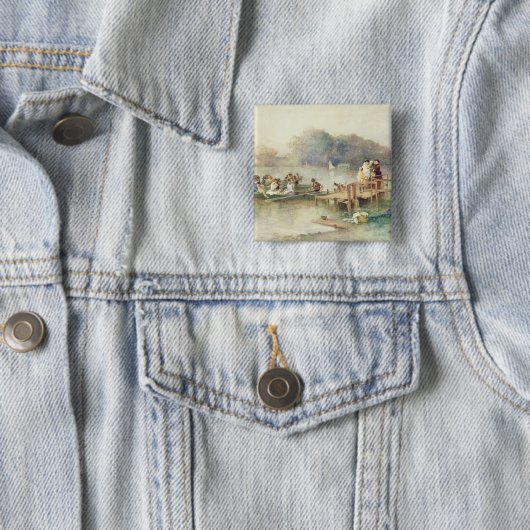 De bruiloft vierkante button 5,1 cm (In situ)