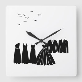 De bruiloft vierkante klok