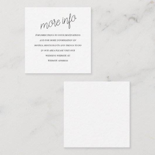 "de bruiloft" Wedding Information Enclosure Kaart (Voorkant / Achterkant)