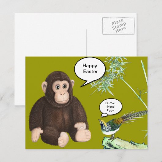 De bruine Aap van Pasen Feestdagenkaart (Voorkant / Achterkant)