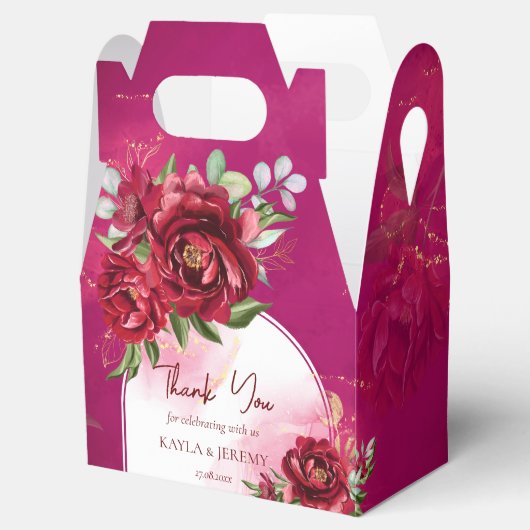 De bruine bruiloft van Bourgogne bloeit de moderne Bedankdoosjes (Geopend)