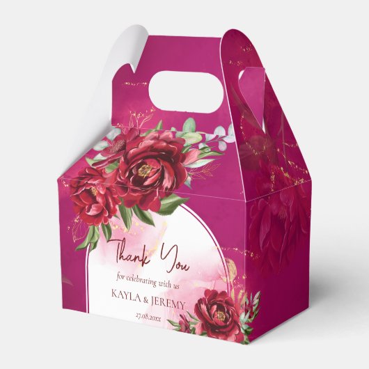 De bruine bruiloft van Bourgogne bloeit de moderne Bedankdoosjes (Voorkant Zijde)