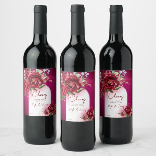 De bruine bruiloft van Bourgogne bloeit de moderne Wijn Etiket (Flessen)