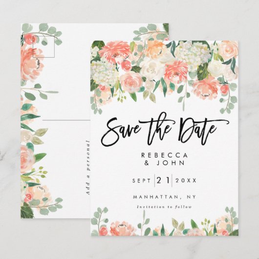 de bruine bruinkoolbruinkoolbruin van perziken , m aankondigingskaart (Voorkant / Achterkant)