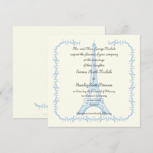 De bruine Eiffeltoren van Parijs uitnodiging (Voorkant / Achterkant)