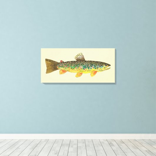 De bruine forel canvas afdruk (Insitu (Houten vloer))