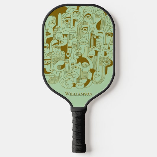 De bruine gezichten op Mint Green Pickleball Paddle (Voorkant)