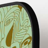 De bruine gezichten op Mint Green Pickleball Paddle (Links Detail)
