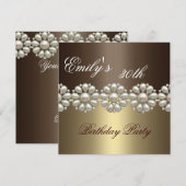 De bruine & Gouden Uitnodiging van de Verjaardag (Voorkant / Achterkant)