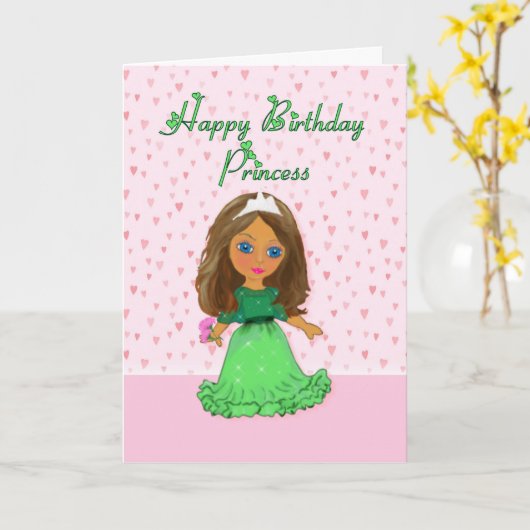 De bruine Haired Kaart van de Verjaardag van de (Gele Bloem)