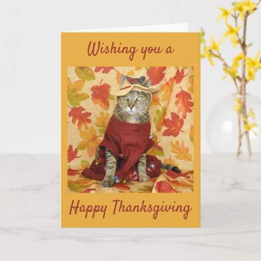De bruine kaart van de gestreepte katThanksgiving (Gele Bloem)