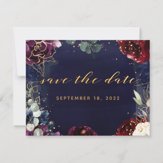 De bruine marine Gold Garden trouwt de datum op Save The Date (Voorkant)