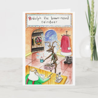 de bruine neus rendieren feestdagen kaart