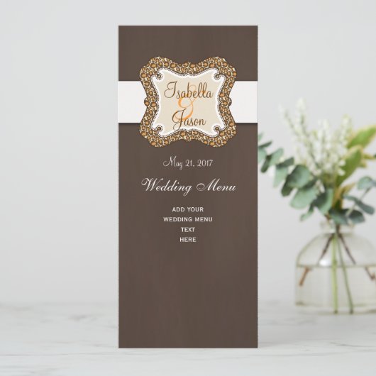 De bruine Oranje Kaart van het Menu van het (Staand voorkant)