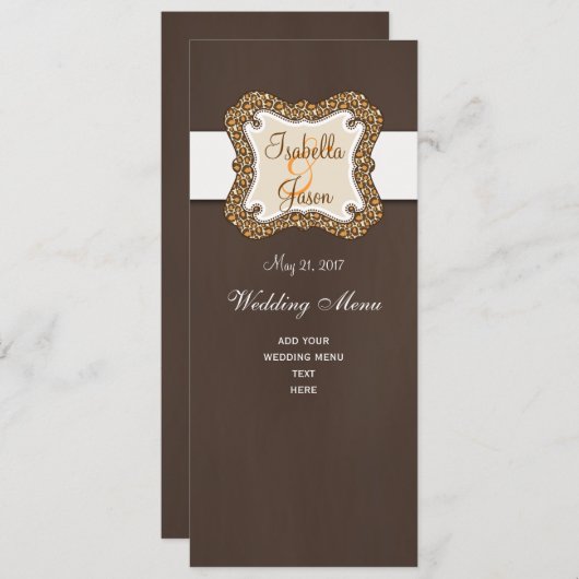 De bruine Oranje Kaart van het Menu van het (Voorkant / Achterkant)