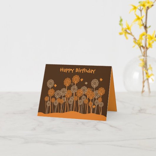 De bruine & oranje retro kaart van de (Gele Bloem)