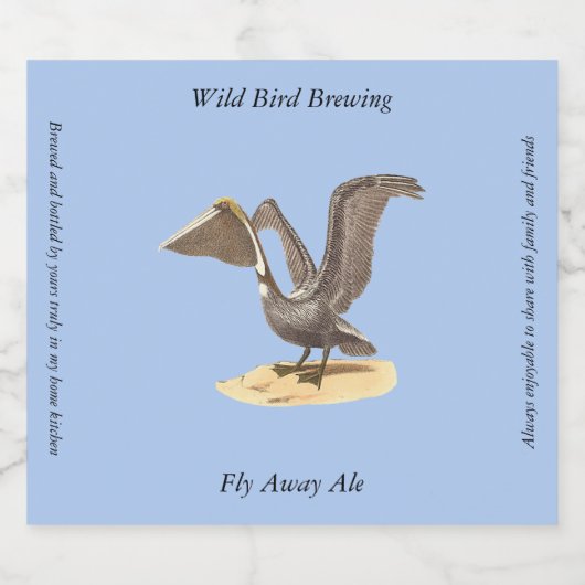 De bruine pelikaan (Pelecanus occidentalis) NY Bir Bier Etiket (Enkel label)