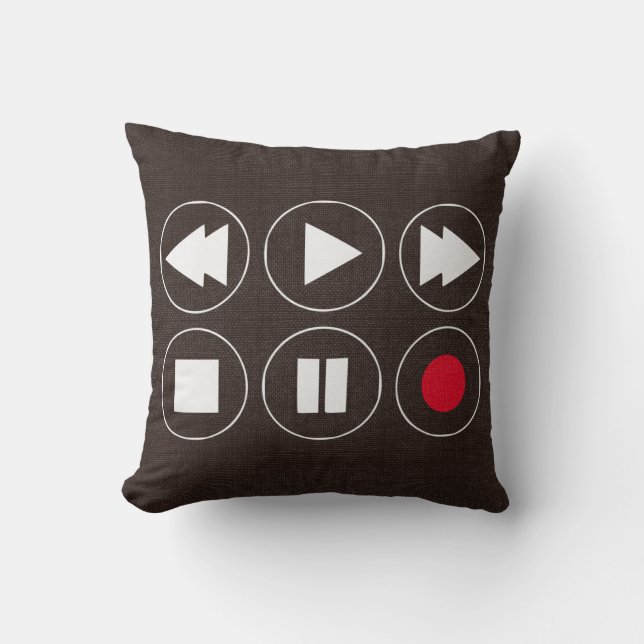 de bruine Pictogrammen van Tech spoelen Snel vooru Kussen (Voorkant)