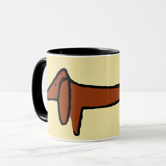 De bruine teckel mok (Voorkant links)