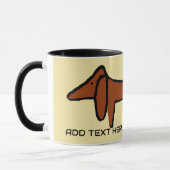 De bruine teckel, voeg tekst toe, mok (Links)