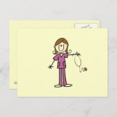 De bruine Verpleegster van het Cijfer van de Stok Briefkaart (Voorkant / Achterkant)