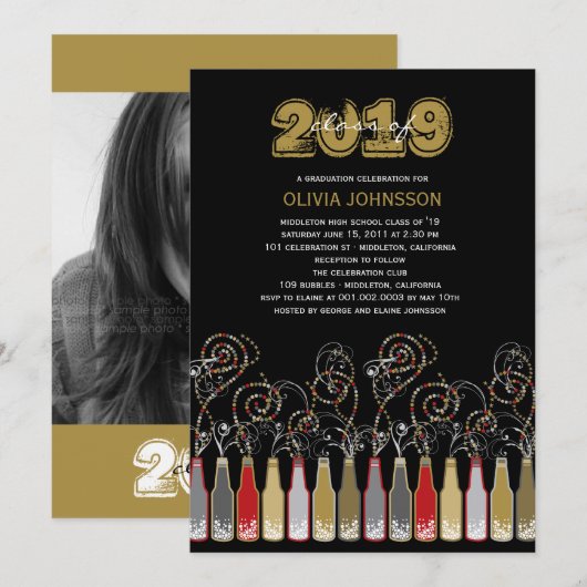 De bruisende Partij van de Foto van de Afstuderen Kaart (Voorkant / Achterkant)