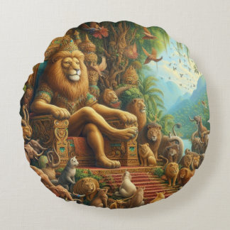 🦁De brullende majesteit van het Abstracte express Rond Kussen