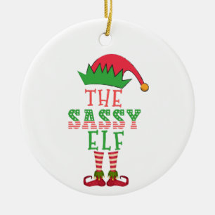 De brutale elf kerst familie bijpassende pyjama keramisch ornament
