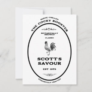 De brutale haan vintage apotheek gepersonaliseerd notitiekaartje
