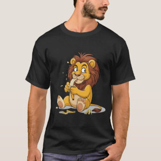 De brutale leeuw eet een banaan t-shirt