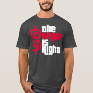 De Bryce is rechts blauw T-shirt